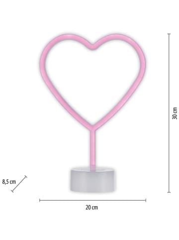 Just Light Decoratieve LED-lamp "Herz" lichtroze - (B)20 x (H)30 cm