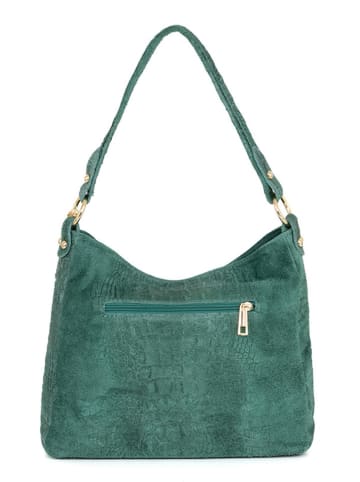 Anna Morellini Leder-Schultertasche "Linda" in Grün - (B)29 x (H)24 x (T)8 cm