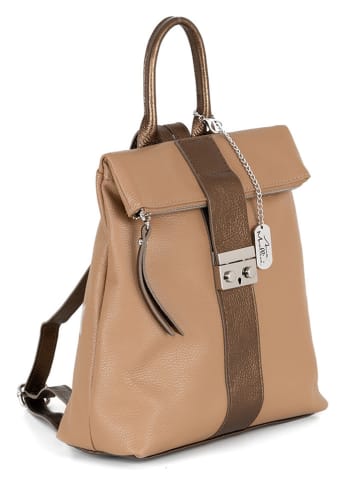 Anna Morellini Leder-Rucksack "Azalea" in Beige - (B)30 x (H)31 x (T)11 cm