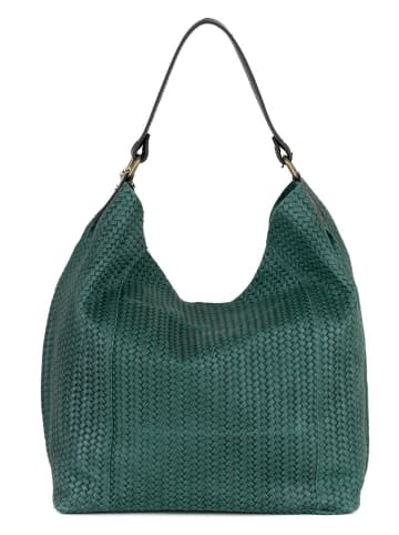 Anna Morellini Leder-Schultertasche "Sebastiana" in Grün - (B)38 x (H)36 x (T)14 cm