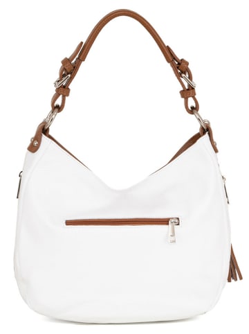 Anna Morellini Leren schoudertas "Fiorella" wit - (B)30 x (H)27 x (D)9 cm