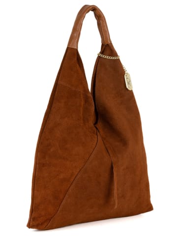 Anna Morellini Skórzany shopper bag "Eleonora" w kolorze jasnobrązowym - 40 x 31 x 2 cm