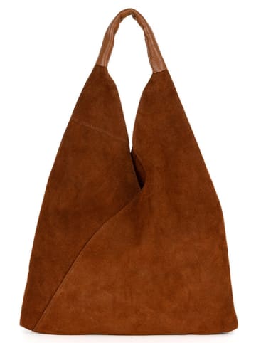 Anna Morellini Leren shopper "Eleonora" lichtbruin - (B)40 x (H)31 x (D)2 cm