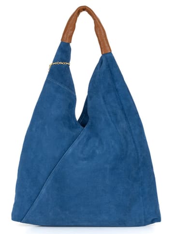 Anna Morellini Leren shopper "Eleonora" blauw - (B)40 x (H)31 x (D)2 cm