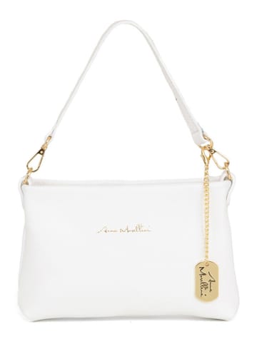 Anna Morellini Leder-Schultertasche "Sancia" in Weiß - (B)25 x (H)16 x (T)4 cm
