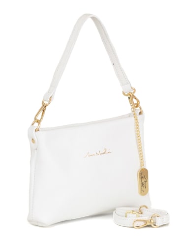 Anna Morellini Leder-Schultertasche "Sancia" in Weiß - (B)25 x (H)16 x (T)4 cm