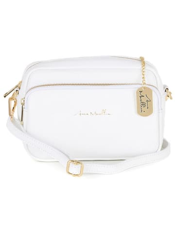Anna Morellini Leder-Umhängetasche "Tabita" in Weiß - (B)22 x (H)15 x (T)10 cm