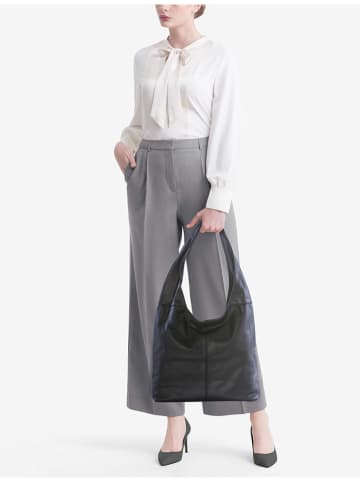 Lucca Baldi Leren schoudertas "Barga" zwart - (B)33 x (H)32 x (D)16 cm