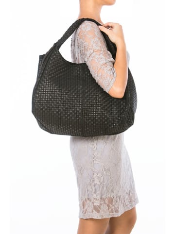 Lucca Baldi Leren shopper "Pitigliano" zwart - (B)41 x (H)34 x (D)30 cm