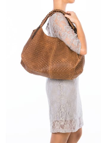 Lucca Baldi Leren shopper "Pitigliano" lichtbruin - (B)41 x (H)34 x (D)30 cm