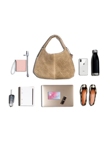 Lucca Baldi Leder-Shopper "Pitigliano" in Beige - (B)41 x (H)34 x (T)30 cm