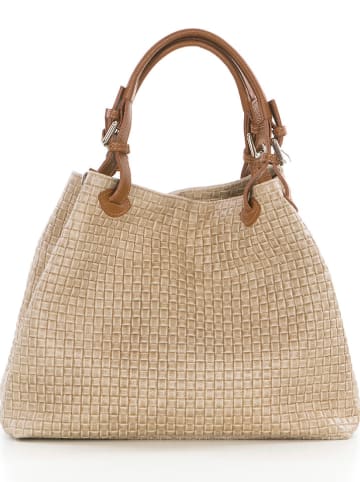 Lucca Baldi Leder-Shopper "Fosdinovo" in Beige - (B)37 x (H)45 x (T)15 cm