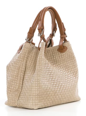 Lucca Baldi Leren handtas "Fosdinovo" beige - (B)37 x (H)45 x (D)15 cm