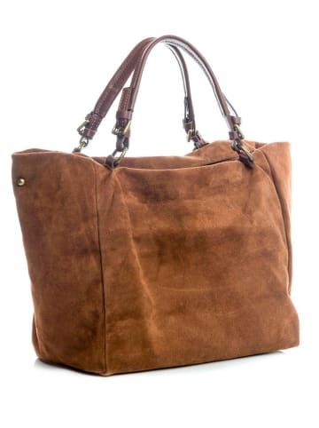 Lucca Baldi Leren shopper "Gimignano" lichtbruin - (B)45 x (H)50 x (D)20 cm