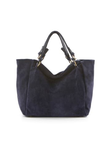 Lucca Baldi Leren shopper "Gimignano" donkerblauw - (B)45 x (H)50 x (D)20 cm