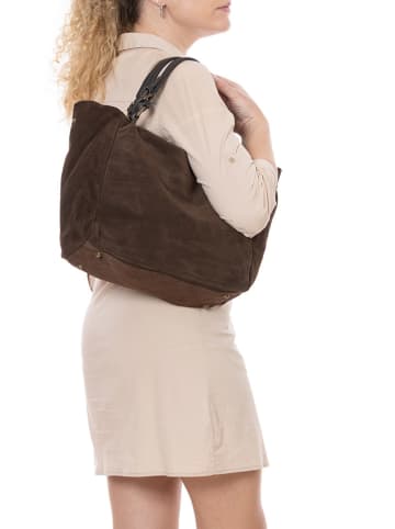 Lucca Baldi Leder-Shopper "Gimignano" in Braun - (B)45 x (H)50 x (T)20 cm