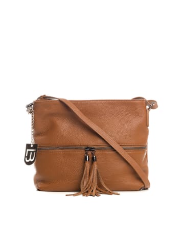Lucca Baldi Leder-Umhängetasche "Montepulciano" in Hellbraun - (B)36 x (H)23 x (T)10 cm