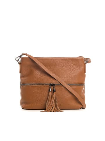 Lucca Baldi Leder-Umhängetasche "Montepulciano" in Hellbraun - (B)36 x (H)23 x (T)10 cm