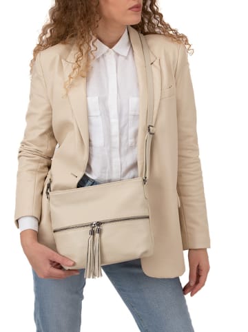 Lucca Baldi Leder-Umhängetasche "Montepulciano" in Beige - (B)36 x (H)23 x (T)10 cm