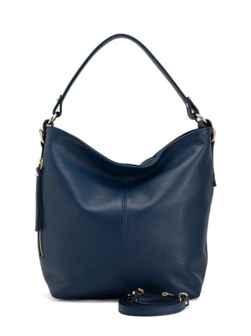 Lucca Baldi Leder-Schultertasche "Carrara" in Dunkelblau - (B)36 x (H)28 x (T)12 cm