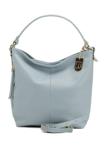 Lucca Baldi Leder-Schultertasche "Carrara" in Hellblau - (B)36 x (H)28 x (T)12 cm