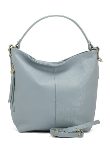 Lucca Baldi Leder-Schultertasche "Carrara" in Hellblau - (B)36 x (H)28 x (T)12 cm