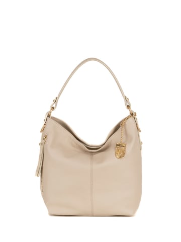 Lucca Baldi Leren schoudertas "Carrara" beige - (B)36 x (H)28 x (D)12 cm