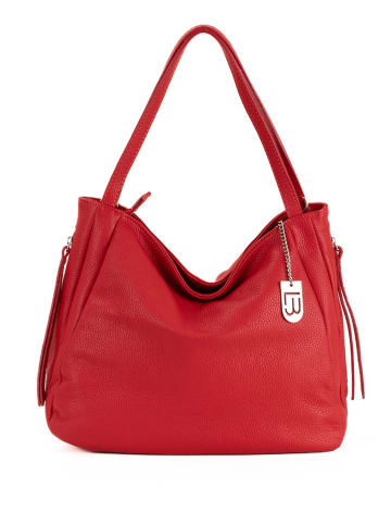 Lucca Baldi Leren schoudertas "Fiesole" rood - (B)34 x (H)29 x (D)15 cm