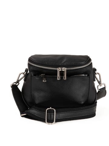 Lucca Baldi Leder-Umhängetasche "Favara" in Schwarz - (B)24 x (H)19 x (T)7 cm