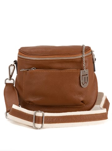 Lucca Baldi Leren schoudertas "Favara" lichtbruin - (B)24 x (H)19 x (D)7 cm