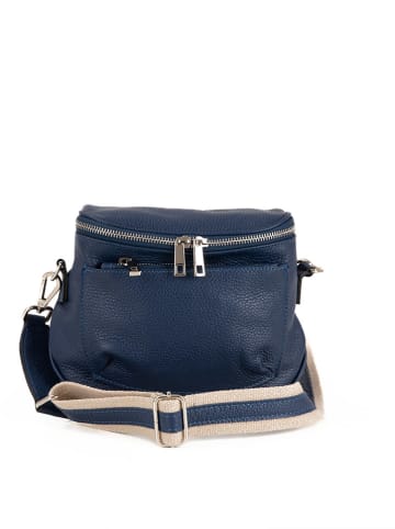 Lucca Baldi Leder-Umhängetasche "Favara" in Dunkelblau - (B)24 x (H)19 x (T)7 cm
