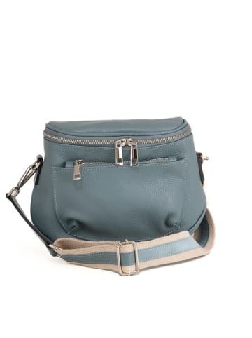 Lucca Baldi Leder-Umhängetasche "Favara" in Petrol - (B)24 x (H)19 x (T)7 cm