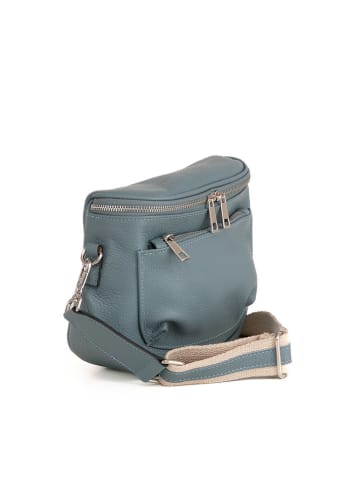 Lucca Baldi Leder-Umhängetasche "Favara" in Petrol - (B)24 x (H)19 x (T)7 cm