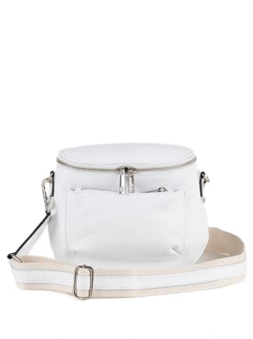 Lucca Baldi Leder-Umhängetasche "Favara" in Weiß - (B)24 x (H)19 x (T)7 cm