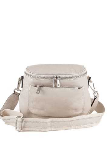 Lucca Baldi Leder-Umhängetasche "Favara" in Creme - (B)24 x (H)19 x (T)7 cm
