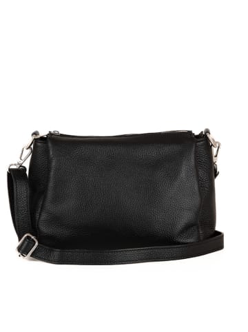 Lucca Baldi Leder-Umhängetasche "Melfi" in Schwarz - (B)26 x (H)19 x (T)9 cm