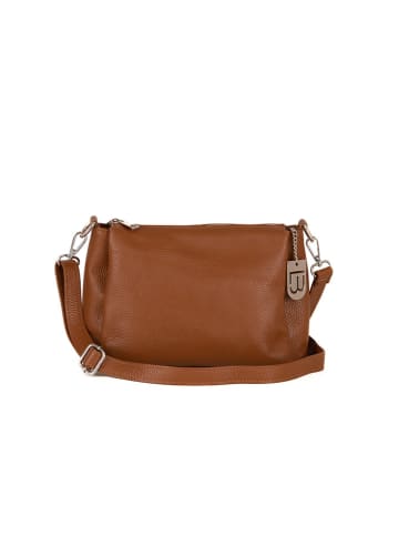 Lucca Baldi Leder-Umhäbgetasche "Melfi" in Hellbraun - (B)26 x (H)19 x (T)9 cm