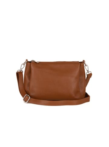 Lucca Baldi Leder-Umhäbgetasche "Melfi" in Hellbraun - (B)26 x (H)19 x (T)9 cm