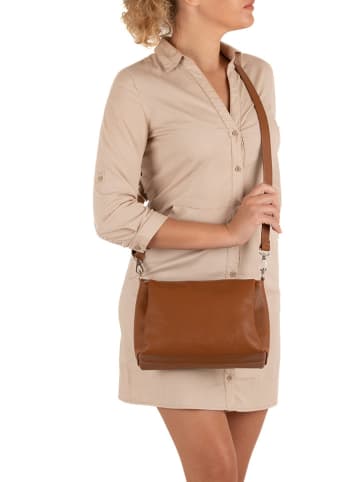 Lucca Baldi Leder-Umhäbgetasche "Melfi" in Hellbraun - (B)26 x (H)19 x (T)9 cm