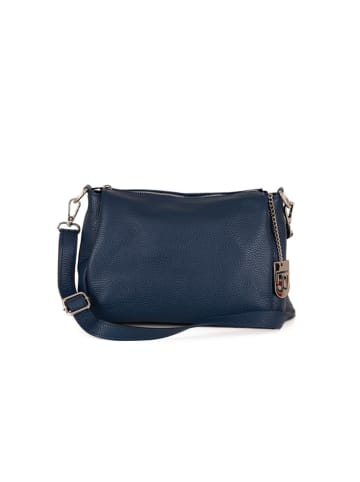 Lucca Baldi Leder-Umhäbgetasche "Melfi" in Dunkelblau - (B)26 x (H)19 x (T)9 cm