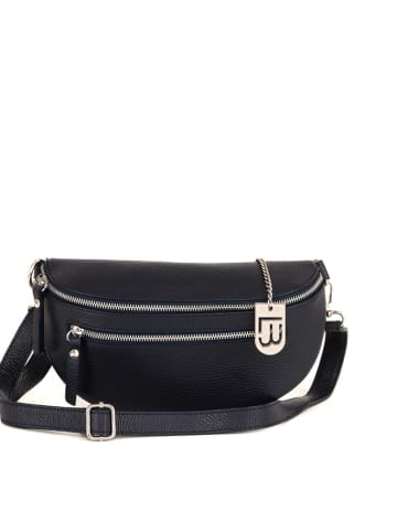 Lucca Baldi Leren schoudertas "Burano" donkerblauw - (B)30 x (H)19 x (D)2 cm