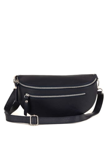 Lucca Baldi Leren schoudertas "Burano" donkerblauw - (B)30 x (H)19 x (D)2 cm