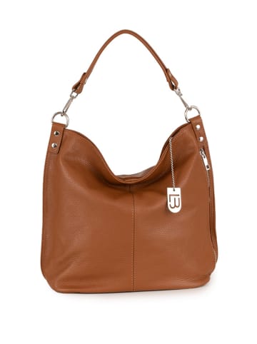 Lucca Baldi Leder-Schultertasche "Bolzano" in Hellbraun - (B)40 x (H)45 x (T)15 cm