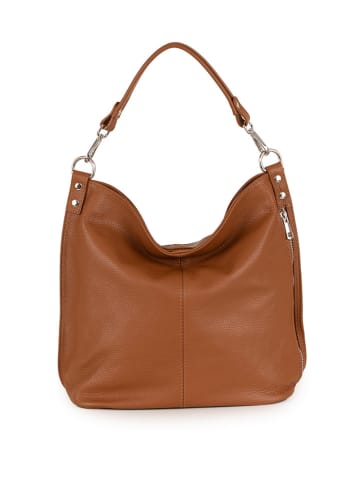 Lucca Baldi Leder-Schultertasche "Bolzano" in Hellbraun - (B)40 x (H)45 x (T)15 cm