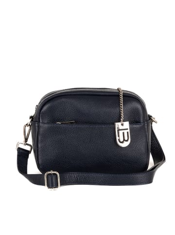 Lucca Baldi Leren schoudertas "Cascina" donkerblauw - (B)22 x (H)18 x (D)9 cm