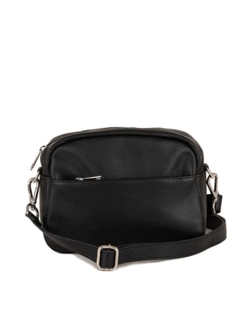 Lucca Baldi Leren schoudertas "Cascina" zwart - (B)22 x (H)18 x (D)9 cm