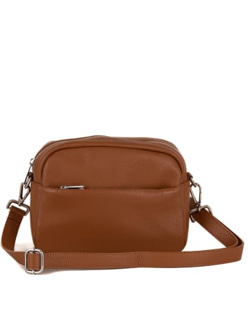 Lucca Baldi Leren schoudertas "Cascina" lichtbruin - (B)22 x (H)18 x (D)9 cm