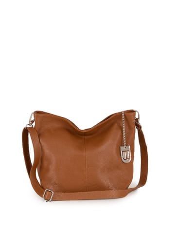 Lucca Baldi Leder-Schultertasche "Trapani" in Cognac - (B)33 x (H)25 x (T)14 cm