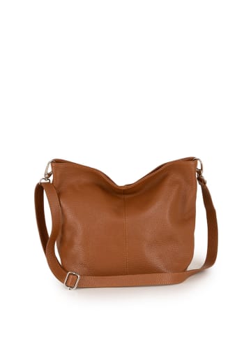 Lucca Baldi Leder-Schultertasche "Trapani" in Cognac - (B)33 x (H)25 x (T)14 cm