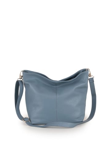 Lucca Baldi Leder-Schultertasche "Trapani" in Hellblau - (B)33 x (H)25 x (T)14 cm